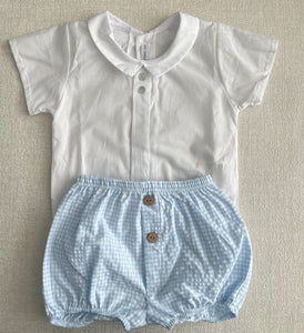 blue checked bloomer set
