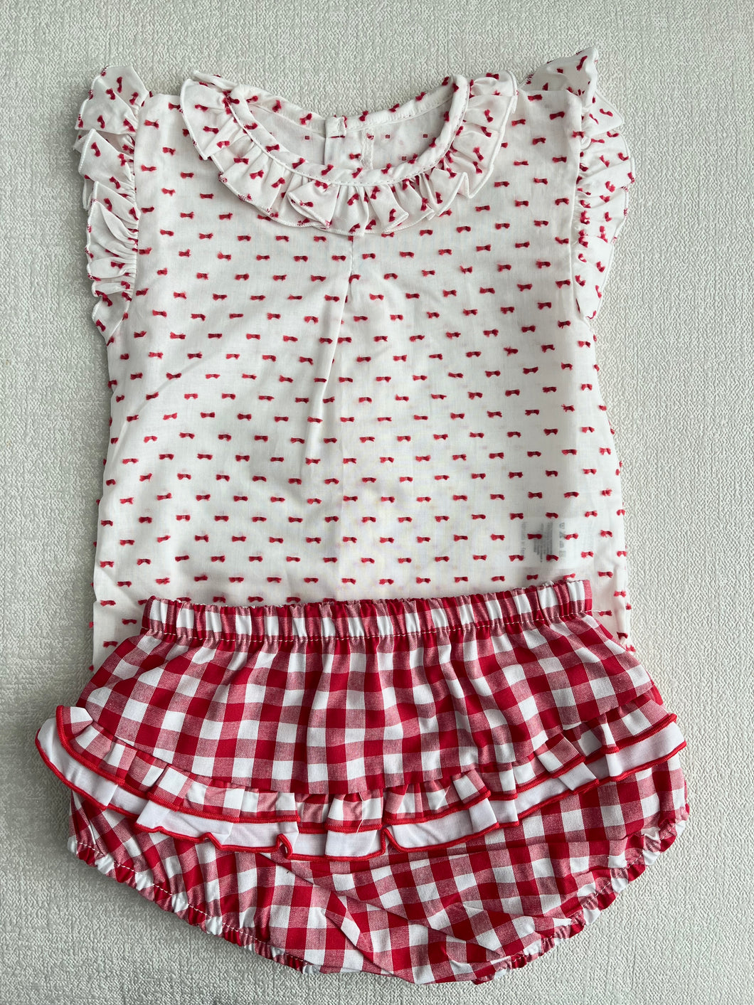 Red check bloomer set