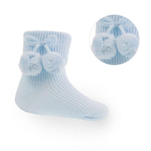 Blue Pom Socks
