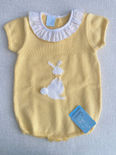 Load image into Gallery viewer, &quot;Luna&quot; lemon ruffled bunny romper
