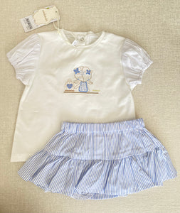 "Georgie" blue striped skirt set