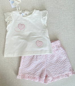 "Lara" pink heart shorts set