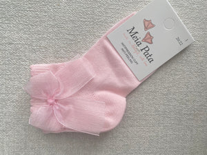 Organza pink bow socks