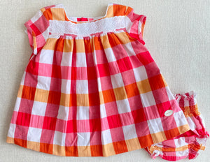 "Rosie" multicoloured gingham dress + knickers set